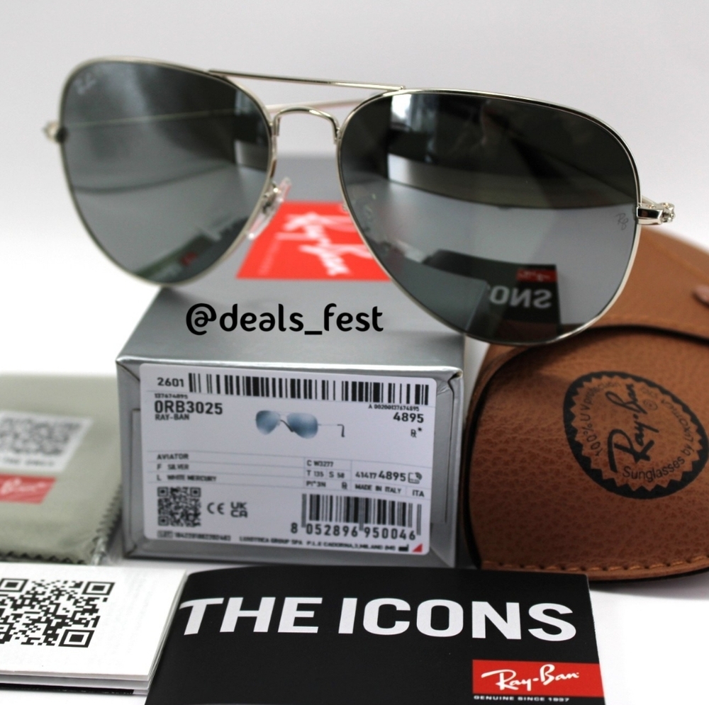Model Display RayBan Aviator Silver RB3025 Mirror